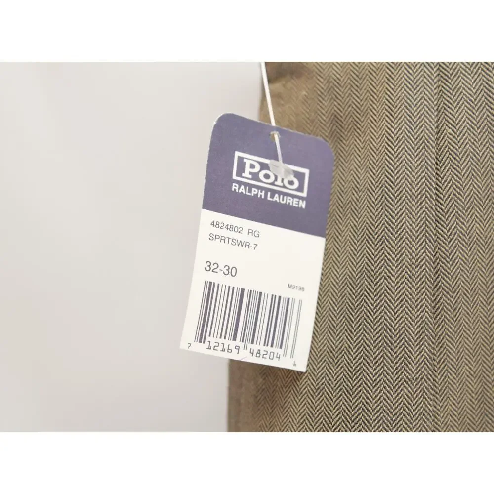 Vintage NWT Polo Ralph Lauren Herringbone Pant 32x30 Pleated Cuffed Cotton Brown